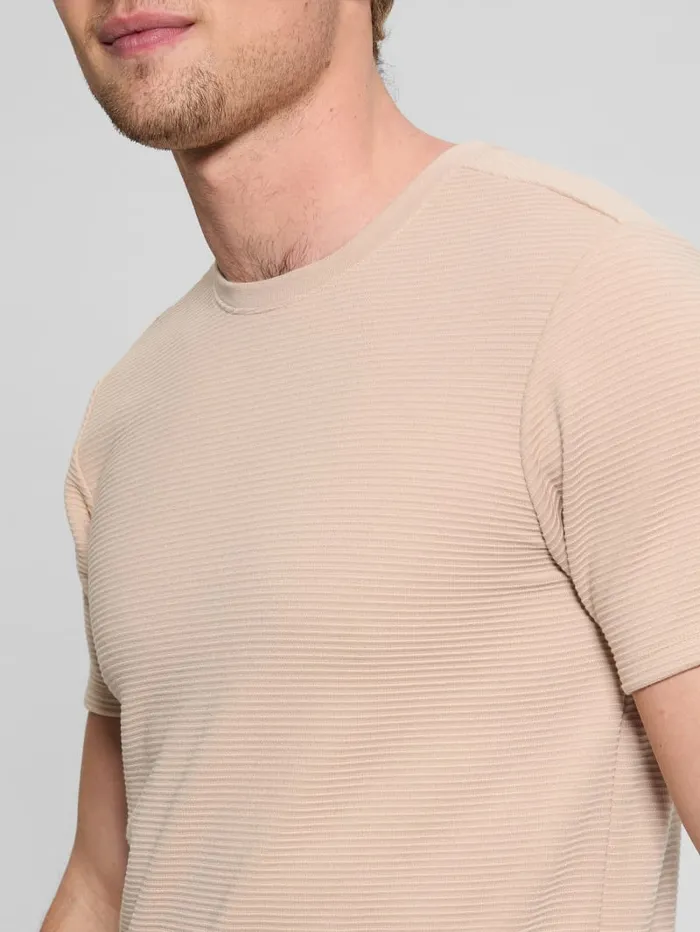 GUESS T Shirts and Tanks Textured Stripe Tee Beige 8211 Men