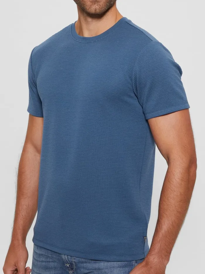 GUESS T Shirts and Tanks Textured Stripe Tee Beige 8211 Men