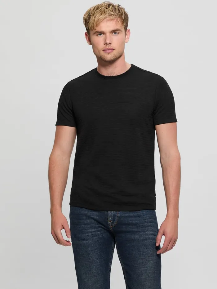 GUESS T Shirts and Tanks Textured Stripe Tee Beige 8211 Men