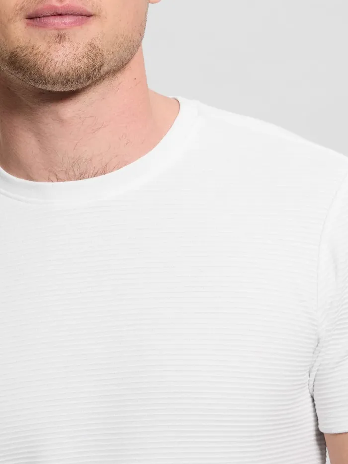 GUESS T Shirts and Tanks Textured Stripe Tee White 8211 Men