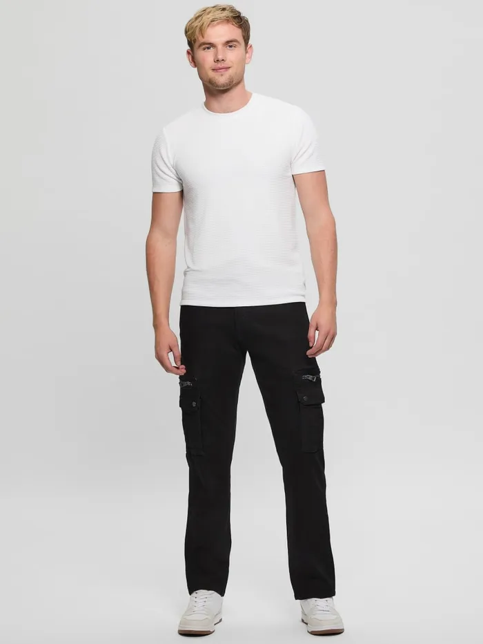 GUESS T Shirts and Tanks Textured Stripe Tee White 8211 Men