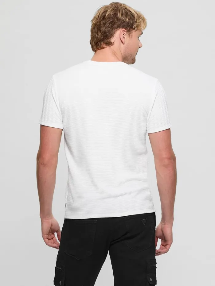 GUESS T Shirts and Tanks Textured Stripe Tee White 8211 Men