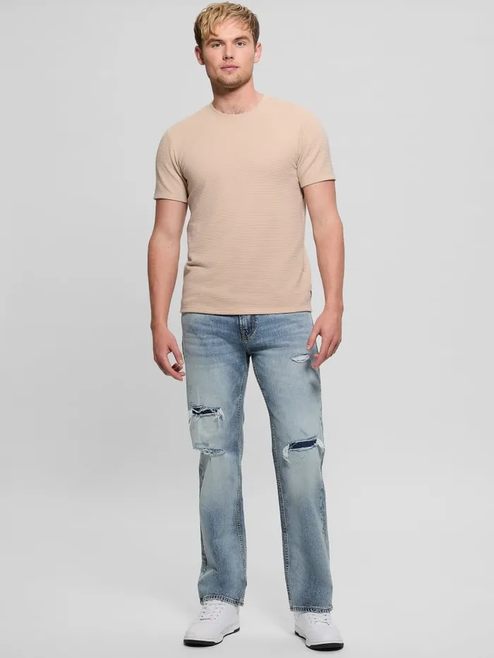 GUESS T Shirts and Tanks Textured Stripe Tee White 8211 Men