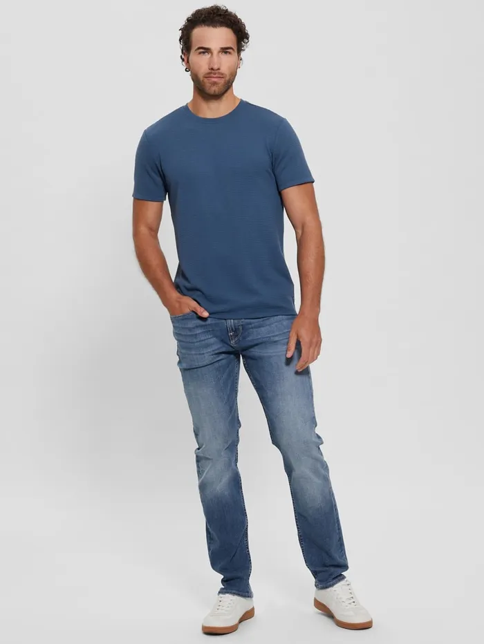 GUESS T Shirts and Tanks Textured Stripe Tee White 8211 Men