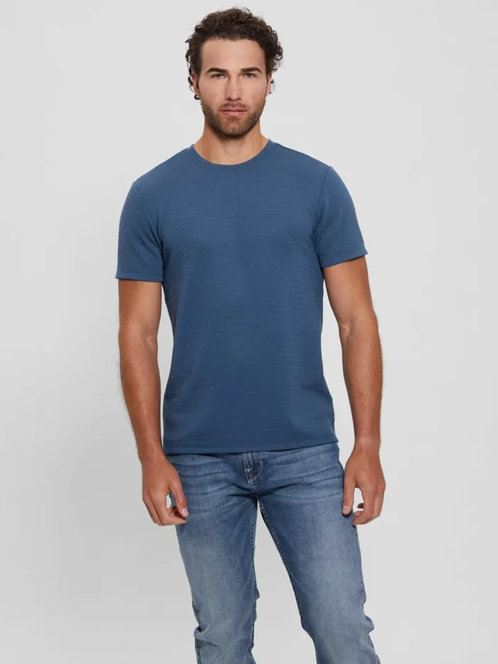 GUESS T Shirts and Tanks Textured Stripe Tee White 8211 Men