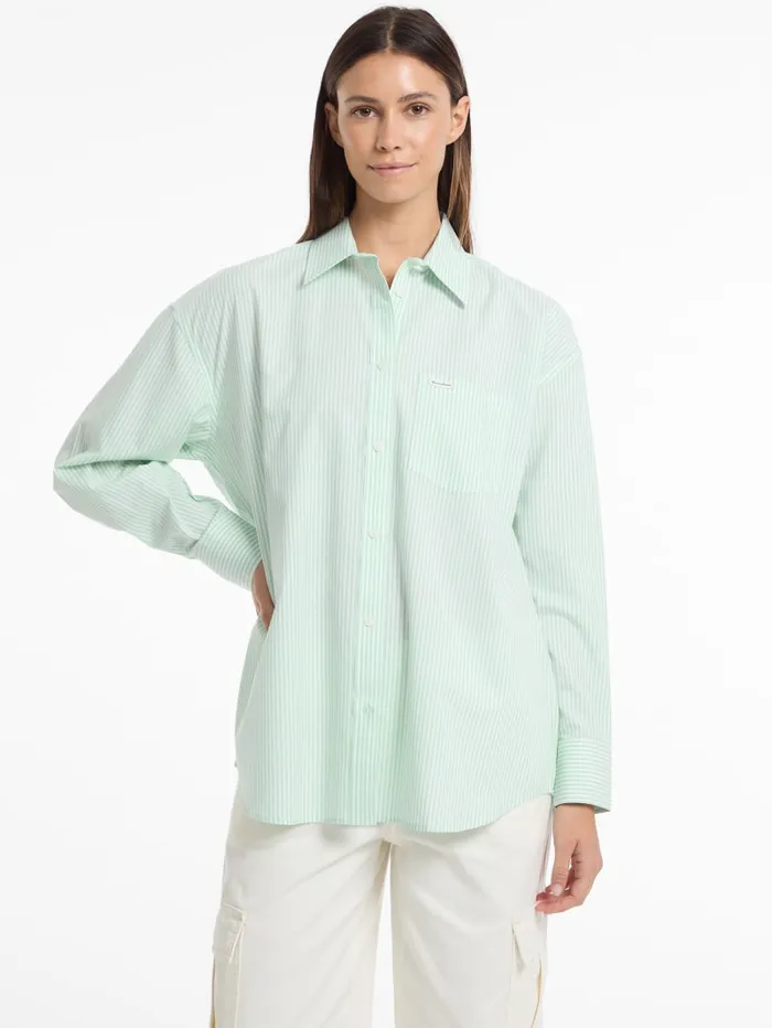 GUESS Tops and Tees Eco Striped ColorBlock Shirt Green 8211 Women