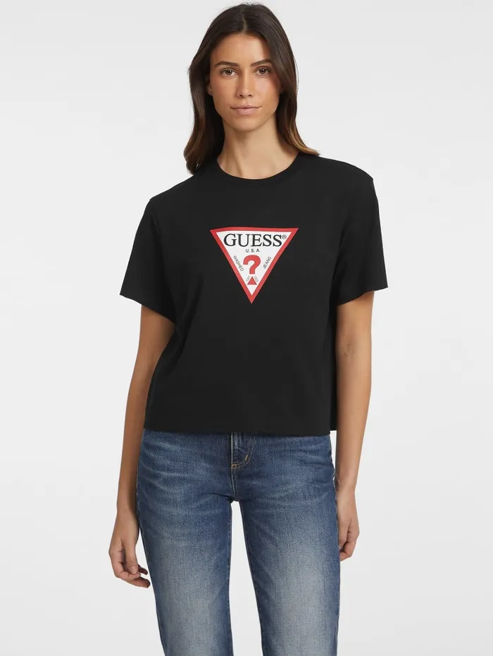 GUESS Tops Boxy Iconic Tee Black 8211 Women
