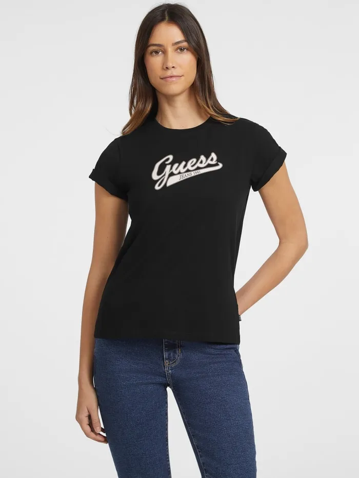 GUESS Tops Classic Script Logo Tee Black 8211 Women