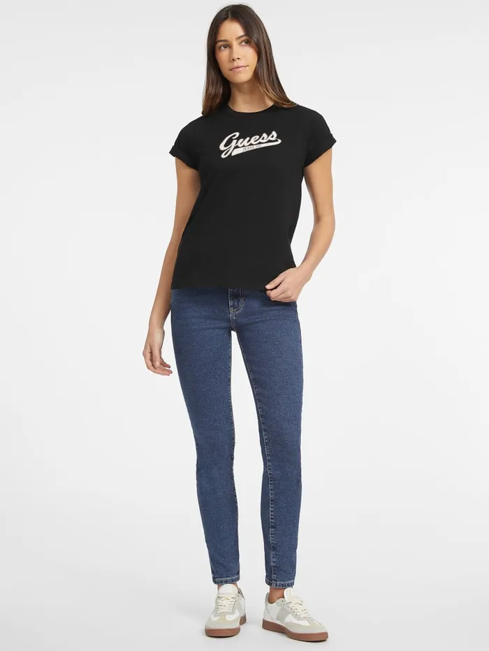 GUESS Tops Classic Script Logo Tee Black 8211 Women