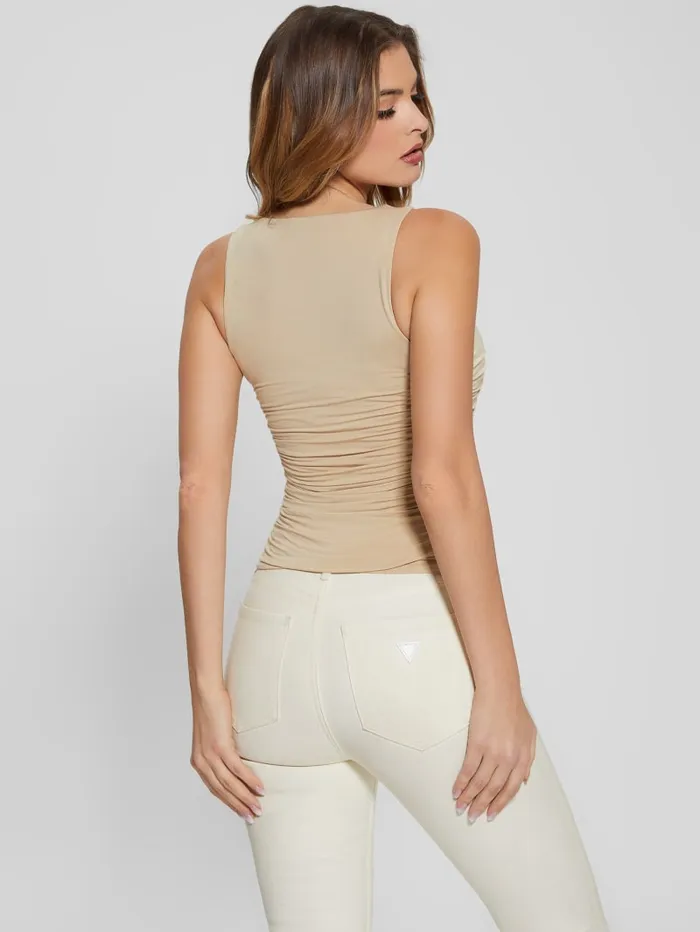 GUESS Tops Eco Adrianna Shirred Tank Top White 8211 Women