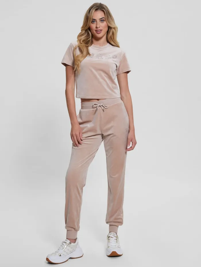 GUESS Tops Eco Couture Velvet Logo Tee Pink 8211 Women