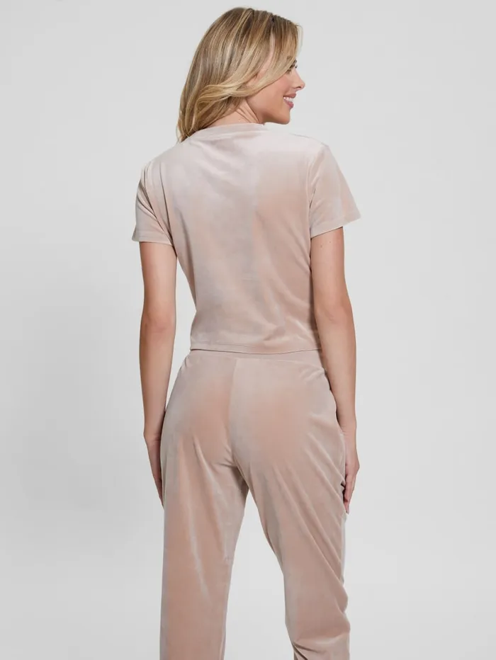GUESS Tops Eco Couture Velvet Logo Tee Pink 8211 Women