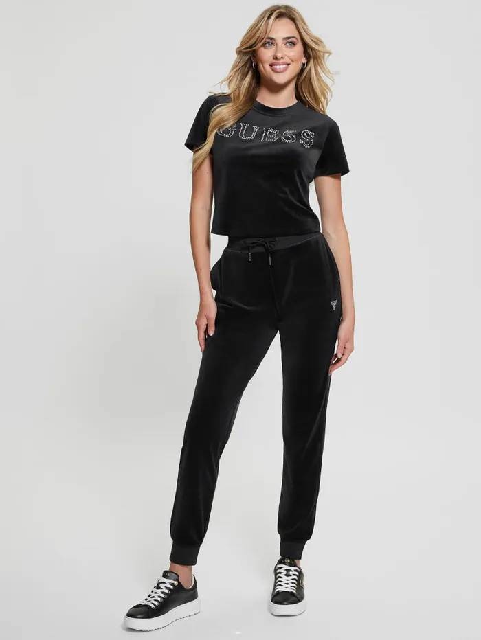 GUESS Tops Eco Couture Velvet Logo Tee Pink 8211 Women