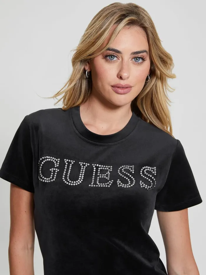 GUESS Tops Eco Couture Velvet Logo Tee Pink 8211 Women