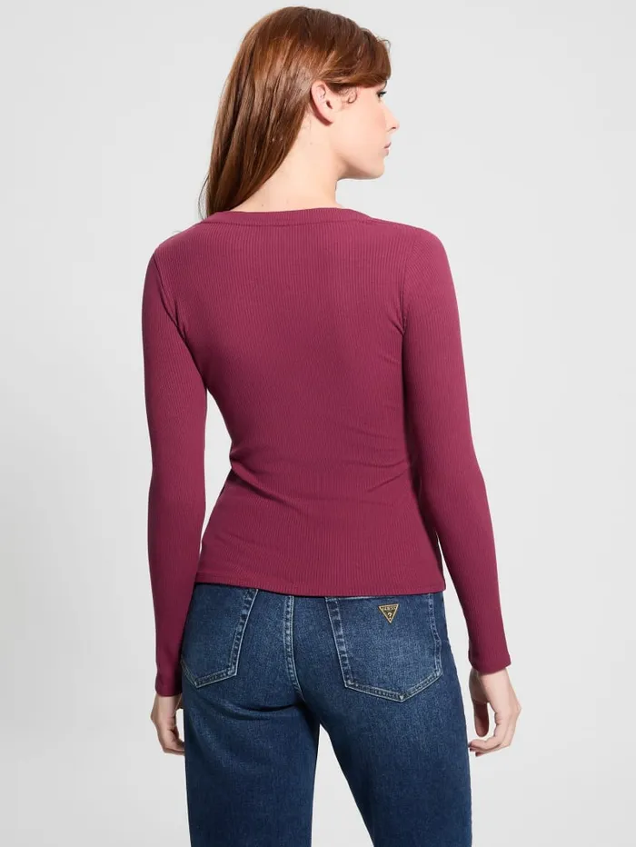 GUESS Tops Eco Kyla Rib Henley Tee Beige 8211 Women