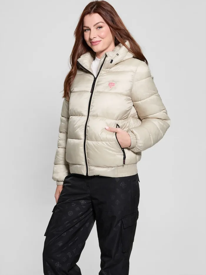 GUESS Tops Eco Puffer Jacket Beige 8211 Women