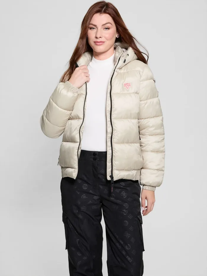 GUESS Tops Eco Puffer Jacket Beige 8211 Women