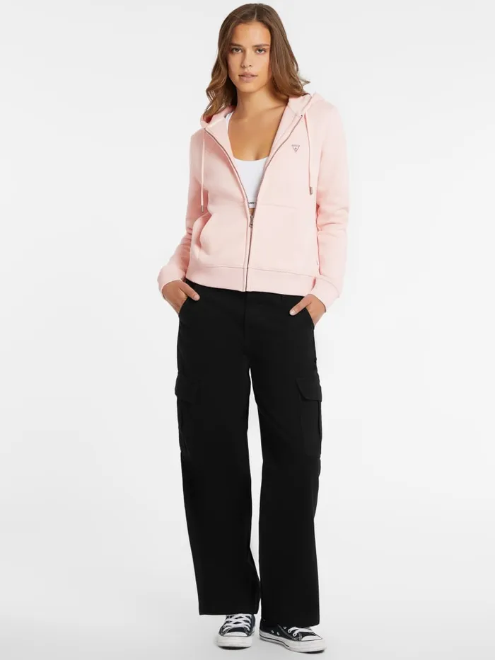 GUESS Tops Mini Patch ZipUp Sweatshirt Pink 8211 Women