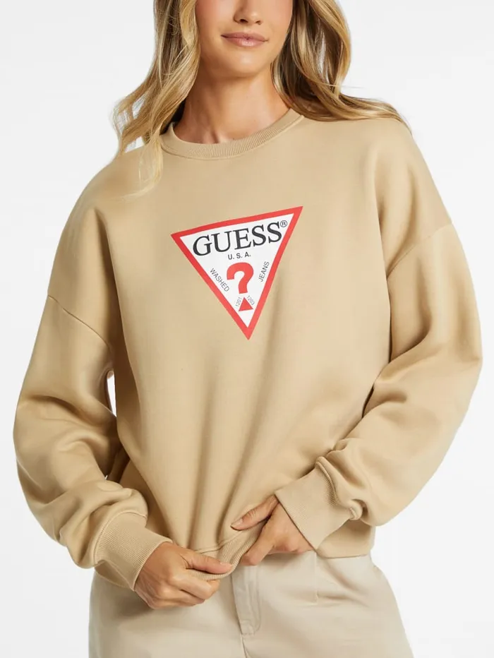 GUESS Tops Oversized Iconic Sweatshirt Beige 8211 Women