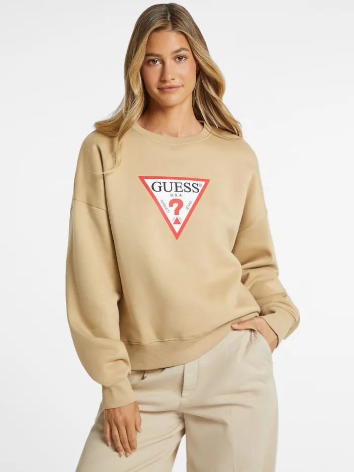 GUESS Tops Oversized Iconic Sweatshirt Beige 8211 Women