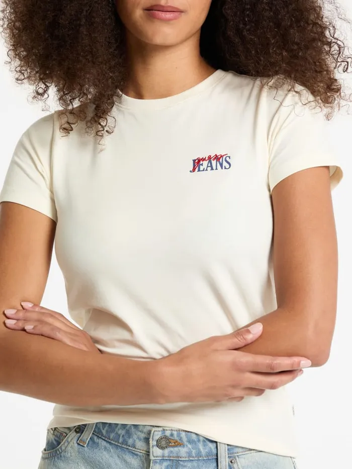 GUESS Tops Slim Logo Tee White 8211 Women