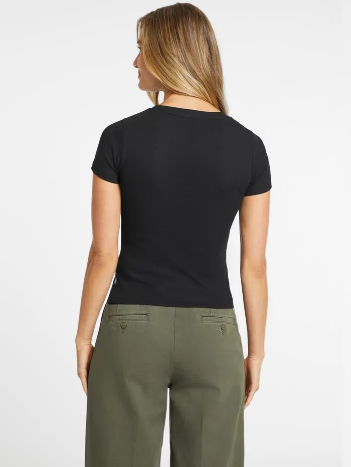GUESS Tops Slim RibKnit Embroidered Tee Blue 8211 Women