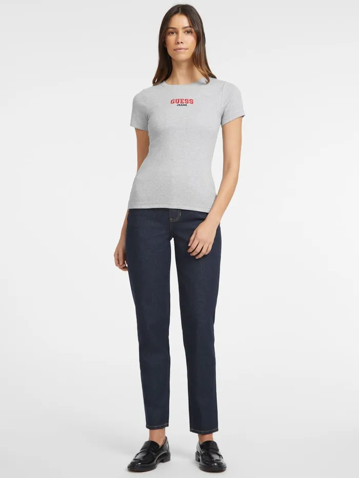 GUESS Tops Slim RibKnit Embroidered Tee Blue 8211 Women