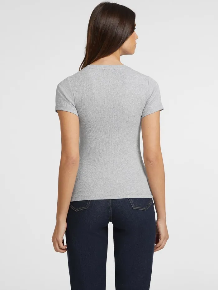 GUESS Tops Slim RibKnit Embroidered Tee Blue 8211 Women