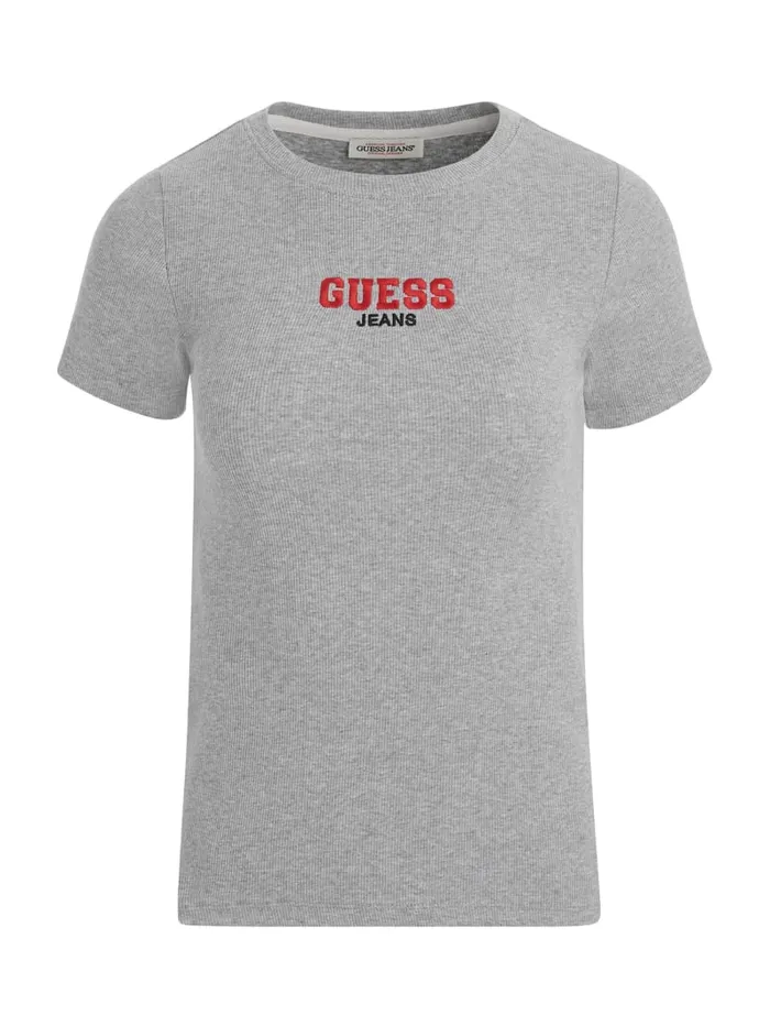 GUESS Tops Slim RibKnit Embroidered Tee Blue 8211 Women