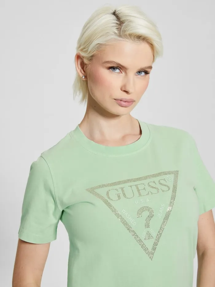 GUESS Tops Vintage Rhinestone Tee Green 8211 Women
