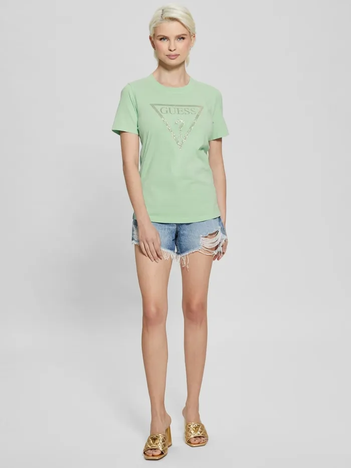 GUESS Tops Vintage Rhinestone Tee Green 8211 Women