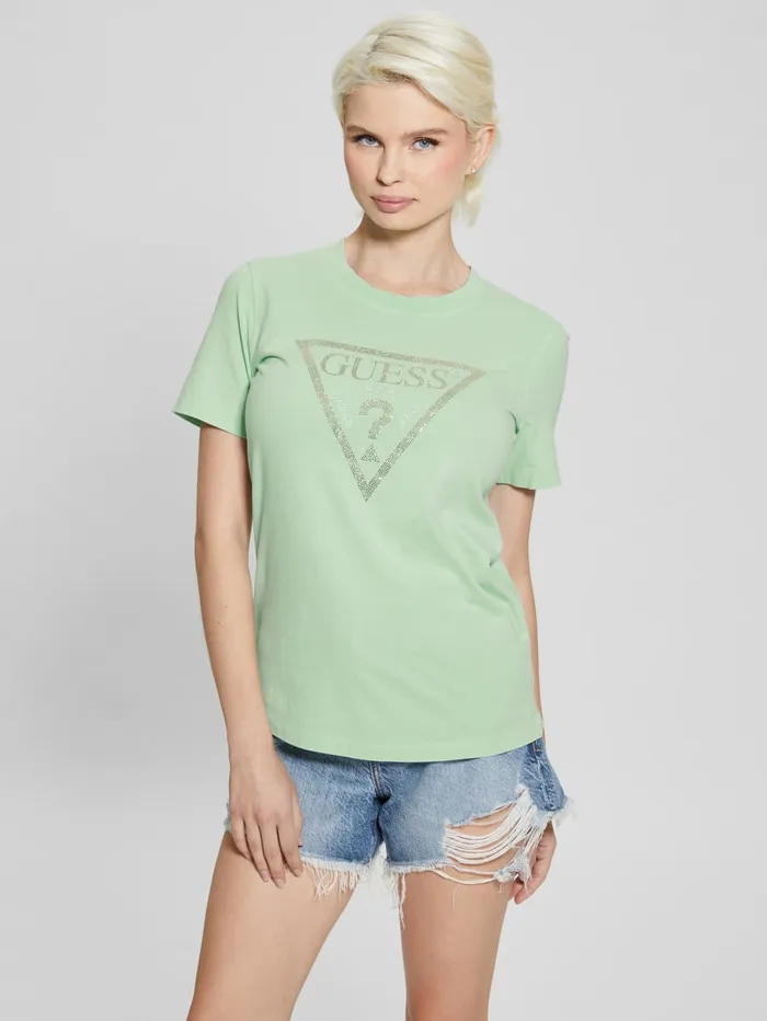 GUESS Tops Vintage Rhinestone Tee Green 8211 Women