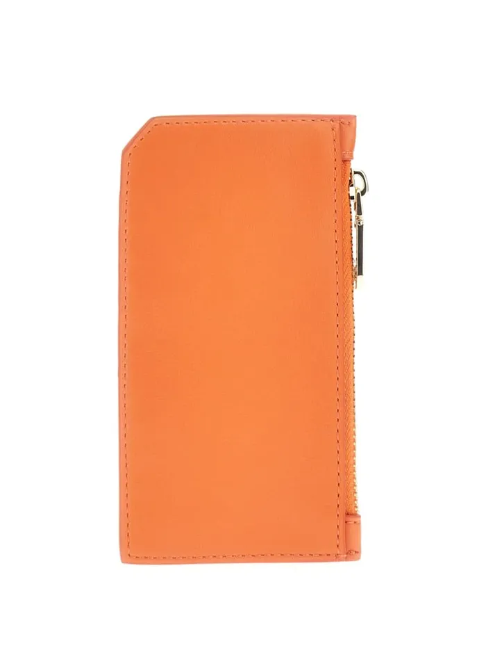 GUESS Wallets FauxLeather Zip Card Holder Orange 8211 Unisex