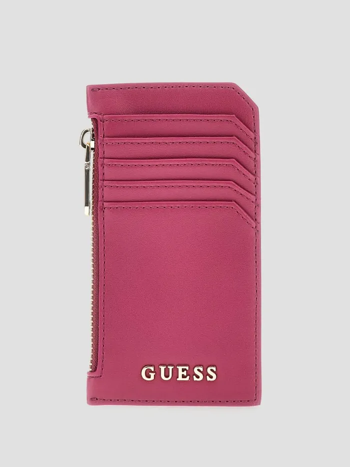 GUESS Wallets FauxLeather Zip Card Holder Orange 8211 Unisex