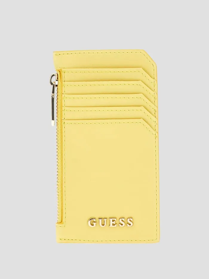 GUESS Wallets FauxLeather Zip Card Holder Orange 8211 Unisex
