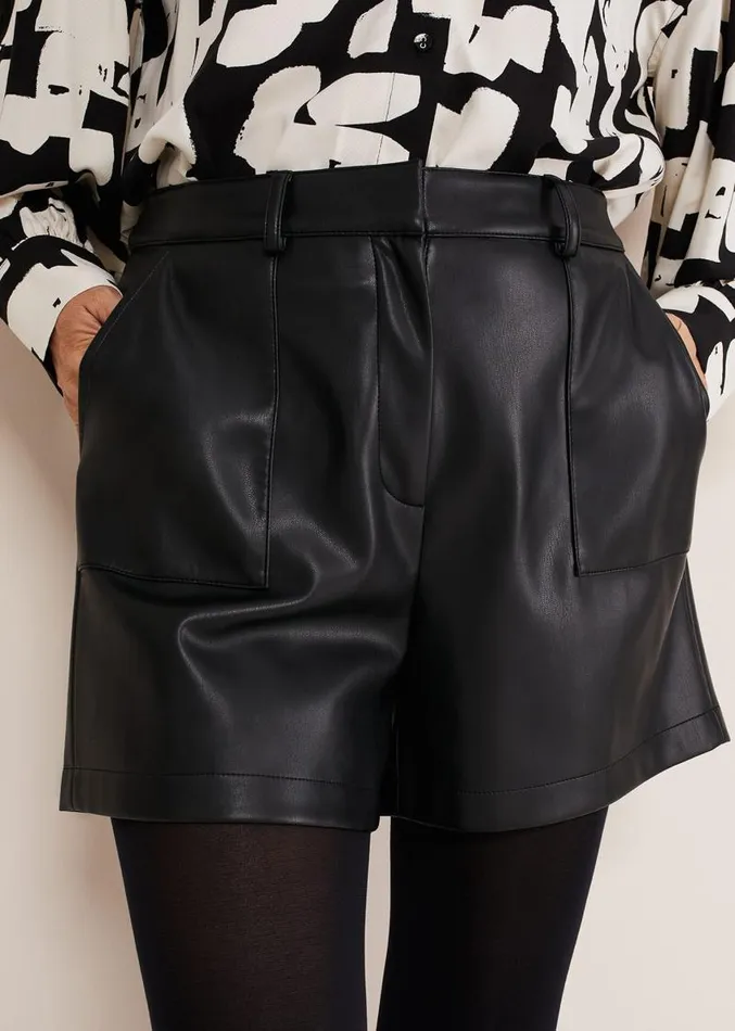Hadley Pleather Shorts Black Women Phase Eight Trousers