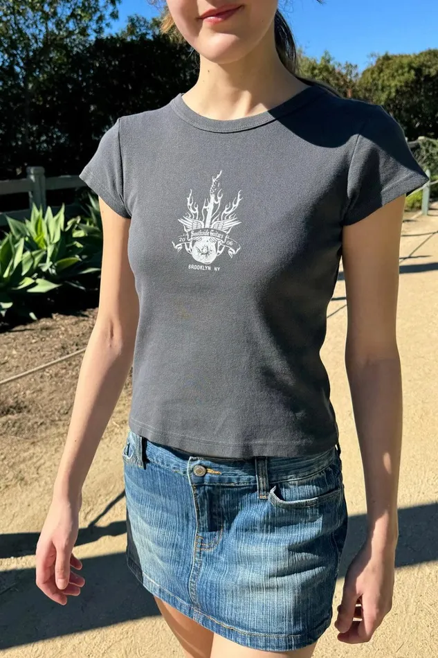 Hailie Southside Guitars Top Charcoal Women Brandy Melville Tops