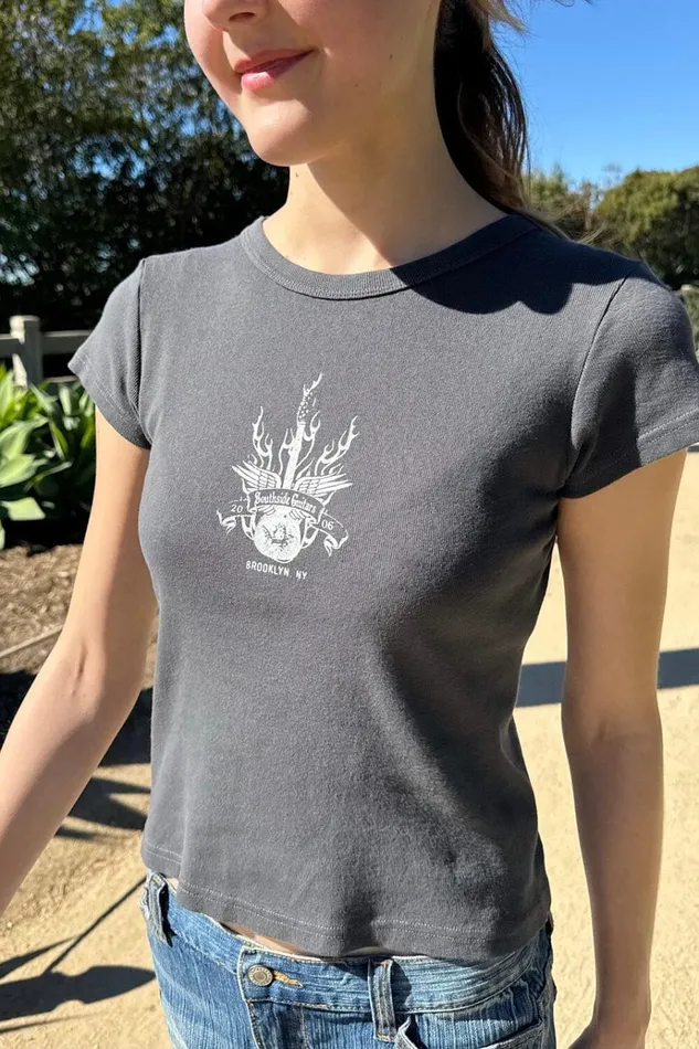 Hailie Southside Guitars Top Charcoal Women Brandy Melville Tops