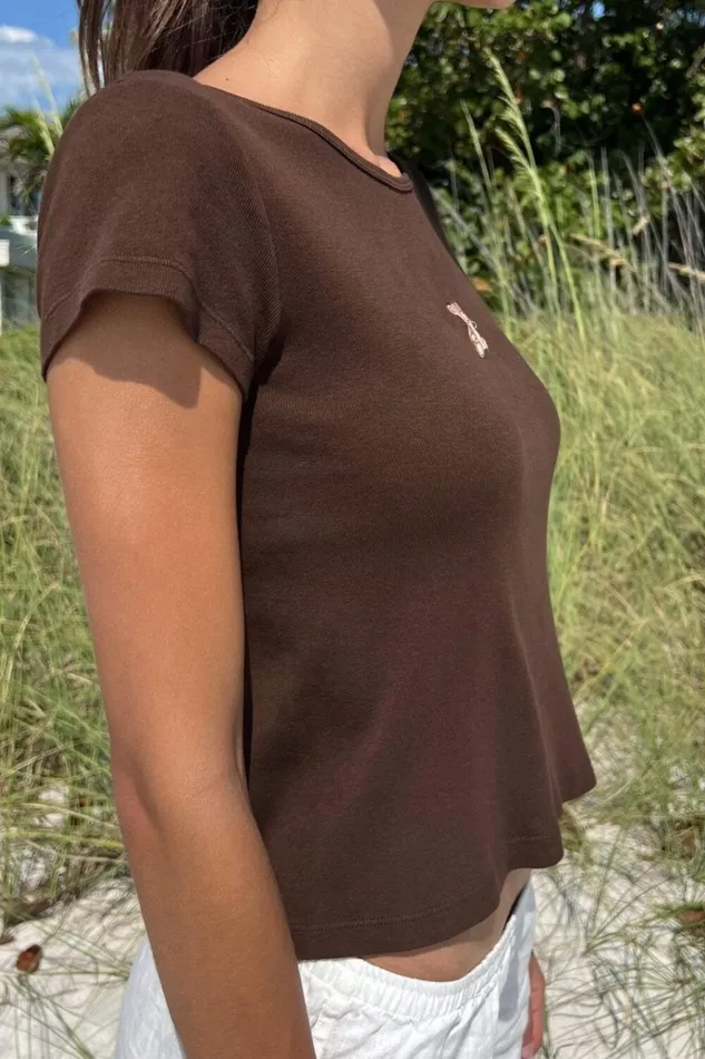 Hailie Teddy Bear Top Brown Women Brandy Melville Tops