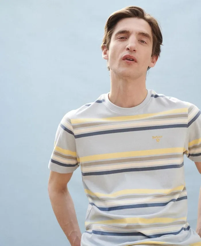 Hamstead Striped TShirt Niagara Mist Men Barbour TShirts