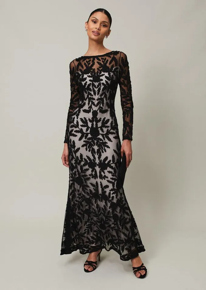 Hermione Tapework Maxi Dress Blacknude Women Phase Eight Dresses