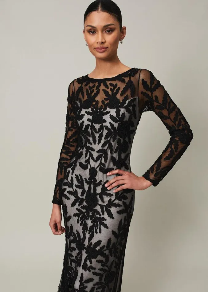 Hermione Tapework Maxi Dress Blacknude Women Phase Eight Dresses