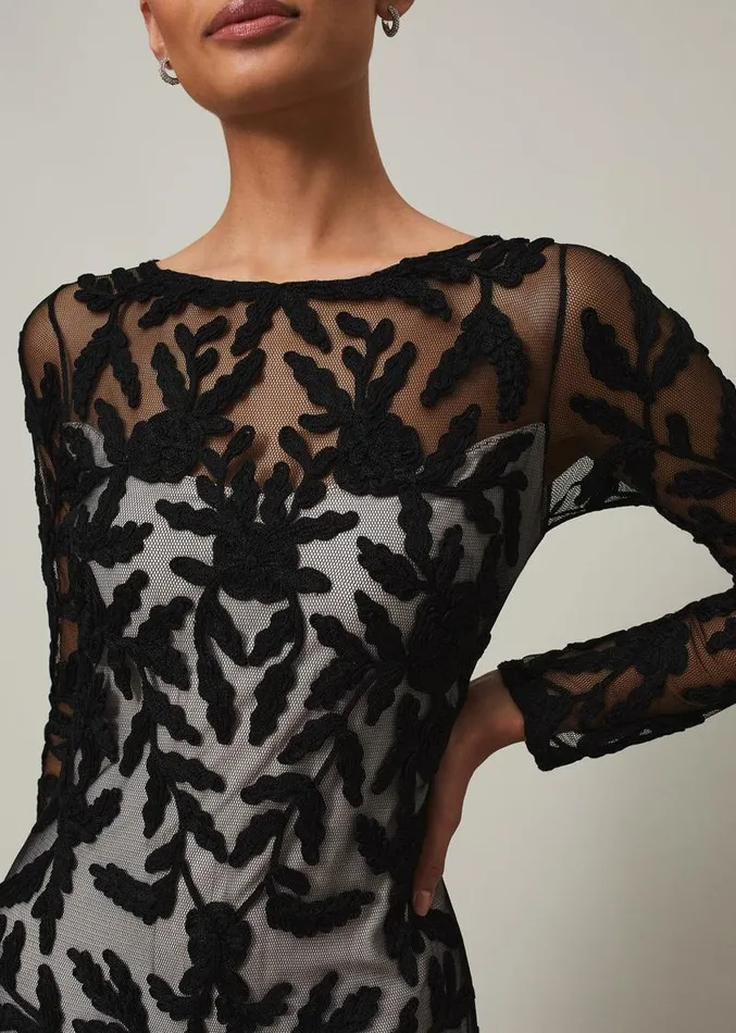 Hermione Tapework Maxi Dress Blacknude Women Phase Eight Dresses