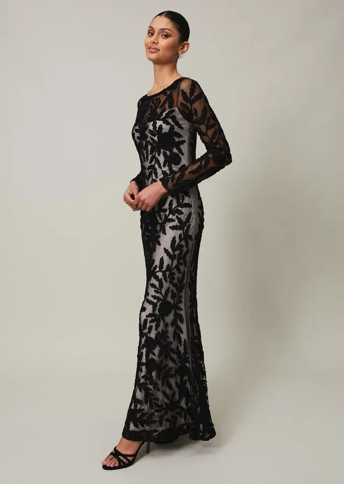 Hermione Tapework Maxi Dress Blacknude Women Phase Eight Dresses