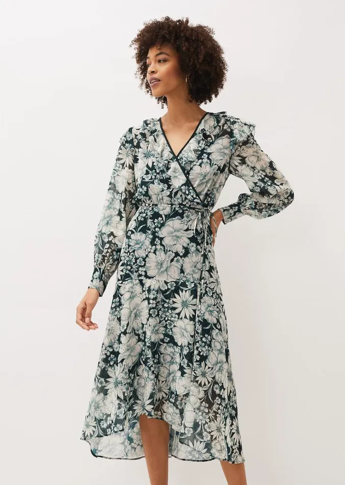 Indiana Floral Tiered Dress Pine Women Phase Eight Dresses