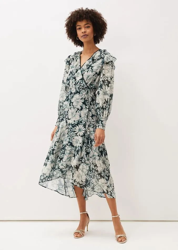Indiana Floral Tiered Dress Pine Women Phase Eight Dresses