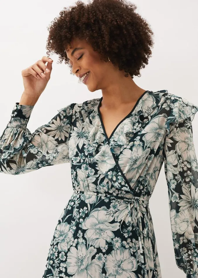 Indiana Floral Tiered Dress Pine Women Phase Eight Dresses