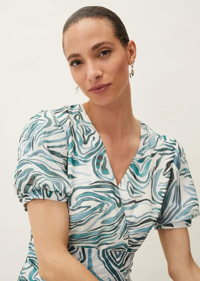 Iona Swirls Print Tiered Short Sleeved Midi Dress Aquamarineecru Women Phase Eight Dresses Iona Swirls Print Tiered Short Sleeved Midi Dress Aquamarineecru Women Phase Eight Dresses