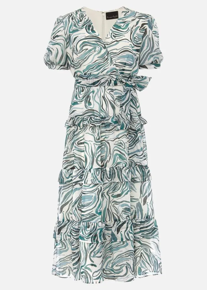 Iona Swirls Print Tiered Short Sleeved Midi Dress Aquamarineecru Women Phase Eight Dresses Iona Swirls Print Tiered Short Sleeved Midi Dress Aquamarineecru Women Phase Eight Dresses