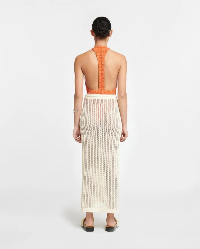 Irina Seersucker Bodysuit Sunset Orange Women Nanushka Tops